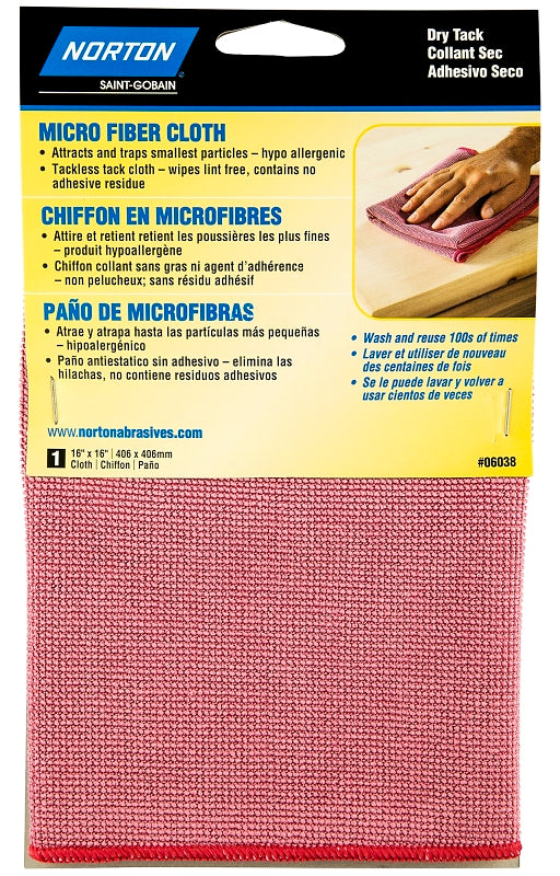 Norton Premium Microfiber Cleaning Cloth, 16" Length x 16" Width (Pack of 1) 07660706038