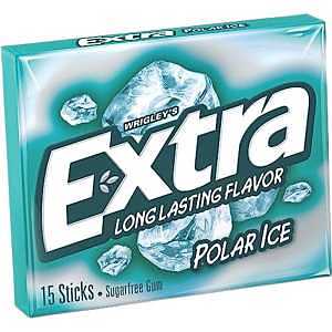 EXTRA Gum Polar Ice Sugar Free Chewing Gum, Single Pack, 15 Sticks