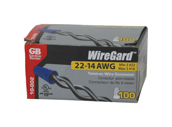 Gardner Bender Wire Connector, Twist-On, 22-14 AWG, Blue, Extra Small, 100-Pk. 10-002