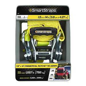 SmartStraps 14’ Commercial Ratchet Tie Down Strap – 5,000lbs Break Strength, 1,667lbs Safe Work Load – Commercial Duty Tie Downs for High-Investment Heavier Loads