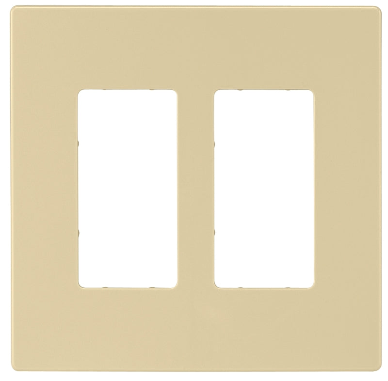 EATON Wiring PJS262V Decorator Screwless Wallplate, 2-Gang, Ivory