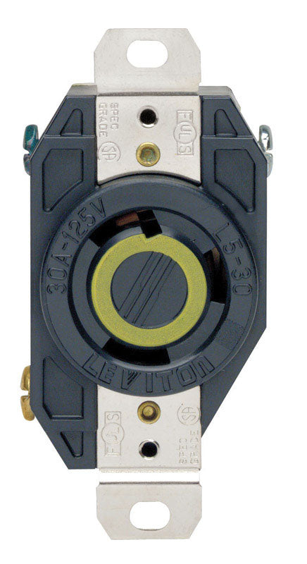 Leviton 2610 30Amp 125V Flush Mount Locking Receptacle, Black 02610-00D