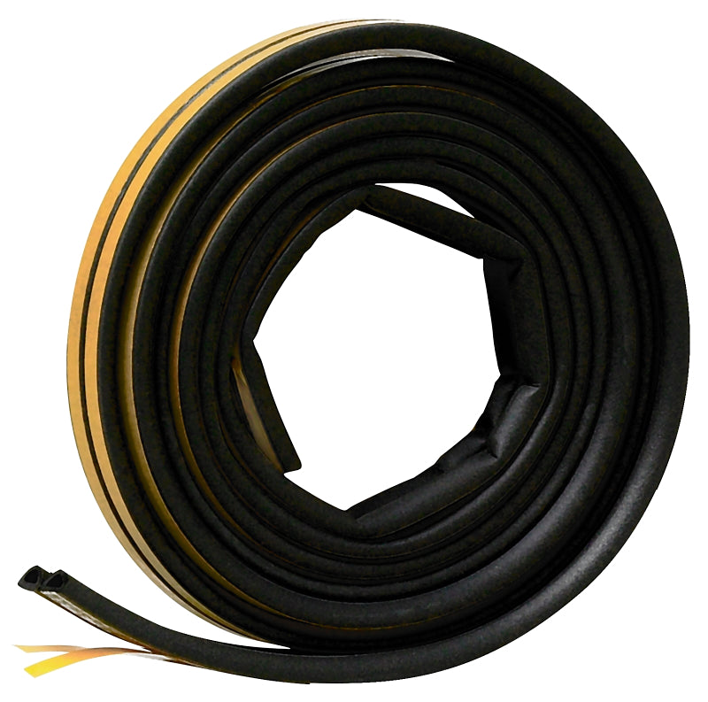 Frost King EPDM Rubber Self-Stick Weatherseal Tape, D-Section, 5/16" W, 1/4" T, 17 ft L, Black