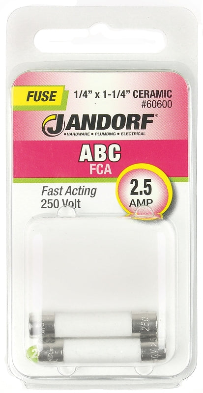 Jandorf 60600 ABC 2.5 amps Fast Acting Fuse 2 pk