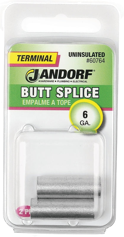 Jandorf Terminal, Butt Splice, 6 Gauge, Uninsulated (Pack of 2): Durable Design for Reliable Use 60764