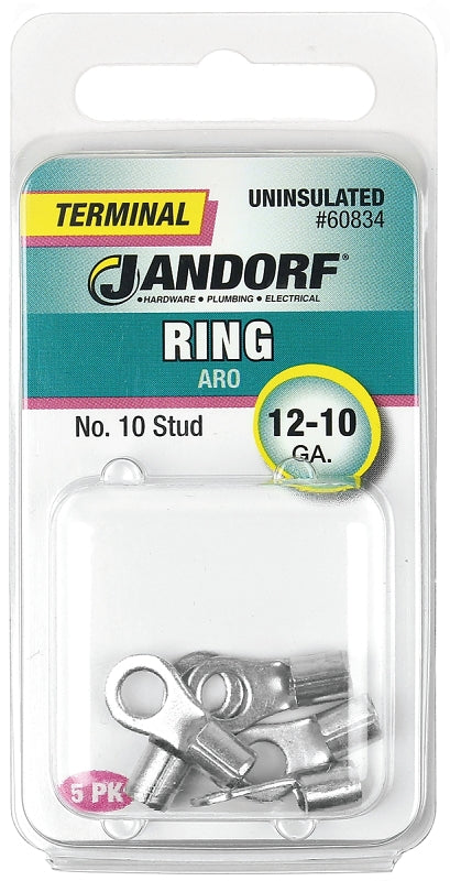 JANDORF SPECIALTY HARDWARE 60834 Ring Terminal, 12-10 AWG, Non-Insulated, Tin Plated Copper