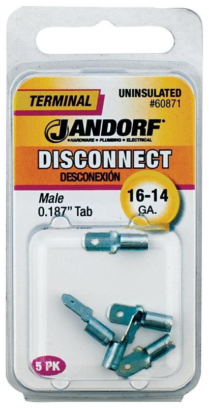 JANDORF SPECIALTY HARDWARE 60871 Disconnect Terminal, 16-14 Awg, Non-Insulated, Tin Plated Copper
