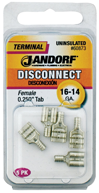 JANDORF SPECIALTY HARDWARE 60873 Disconnect Terminal, 16-14 Awg, Non-Insulated, Tin Plated Copper