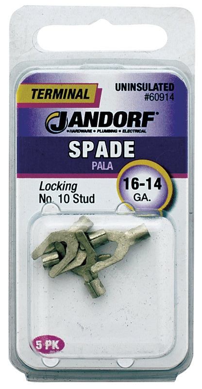 JANDORF SPECIALTY HARDWARE 60914 Locking Spade Terminal, 16-14 Awg, 600 V, Non-Insulated, Tin Plated Copper