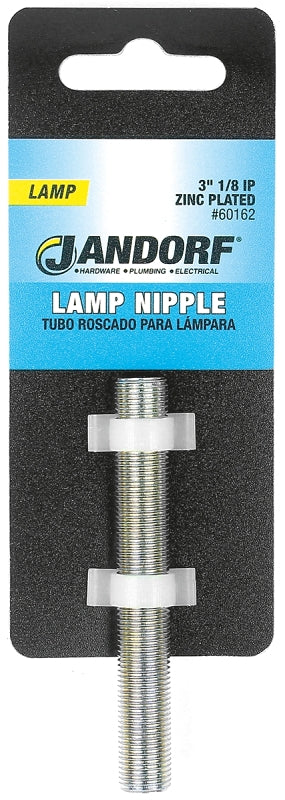 Jandorf 60162 Lamp Nipple, 3" Long, 1/8 IP Zinc Plated