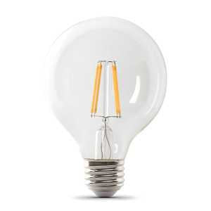 Feit Electric G2560/930CA/FIL/3/RP LED Filament Glass Globe Bulbs, Pack of 3; E26 Base; G25 Shape; 3000K; Dimmable; 90 CRI; Rated at 15000 Hours; 120V; 5.5W; 500 Lumens