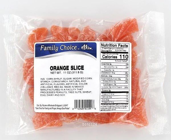 Rucker'S Candy Family Choice Orange Slices Gummi Candy 12 oz. - Case of: 1212 1109 (12-Pack)