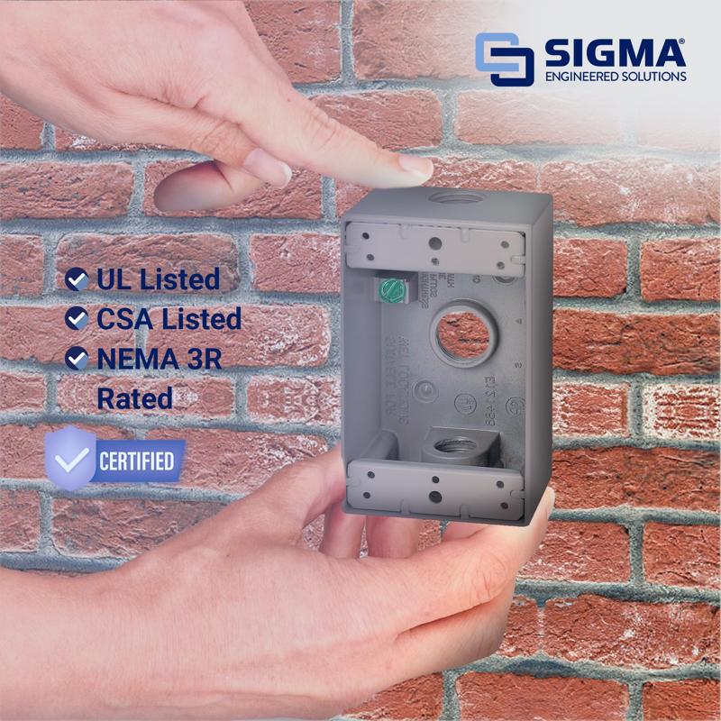 Sigma Engineered Solutions New Work 18.3 cu in Rectangle Die-Cast Metal Weatherproof Box Gray