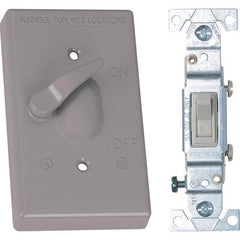 Sigma Engineered Solutions 14216 Weatherproof 1-Gang Toggle Cover Kit with 15 Amp SP Switch, Gray