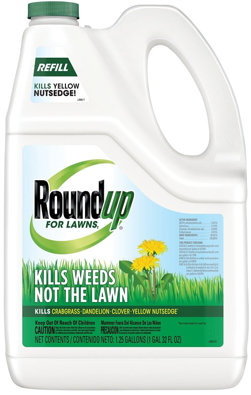 Roundup for Lawns1 Refill (Northern), 1.25 gal. - Lawn Safe Weed Killer for Northern Lawns - Kills Crabgrass, Dandelion, Clover and Yellow Nutsedge - Kills Weeds, Not The Lawn 4375010