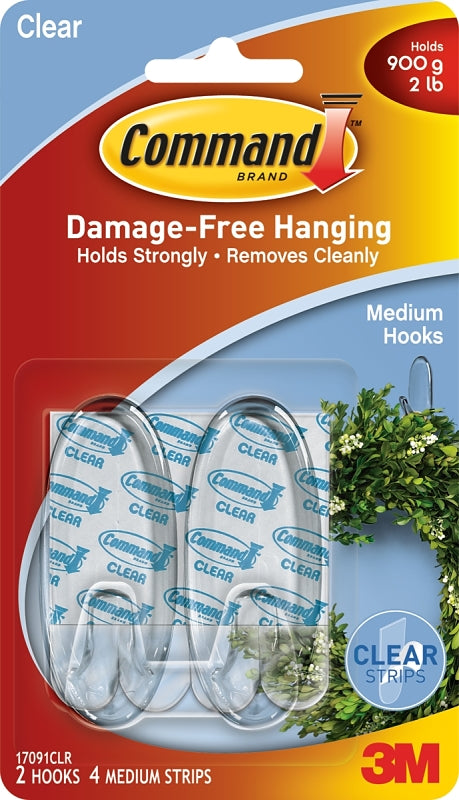 Command Hooks, Medium, Clear, 2-Hooks (17091CLR-ES)