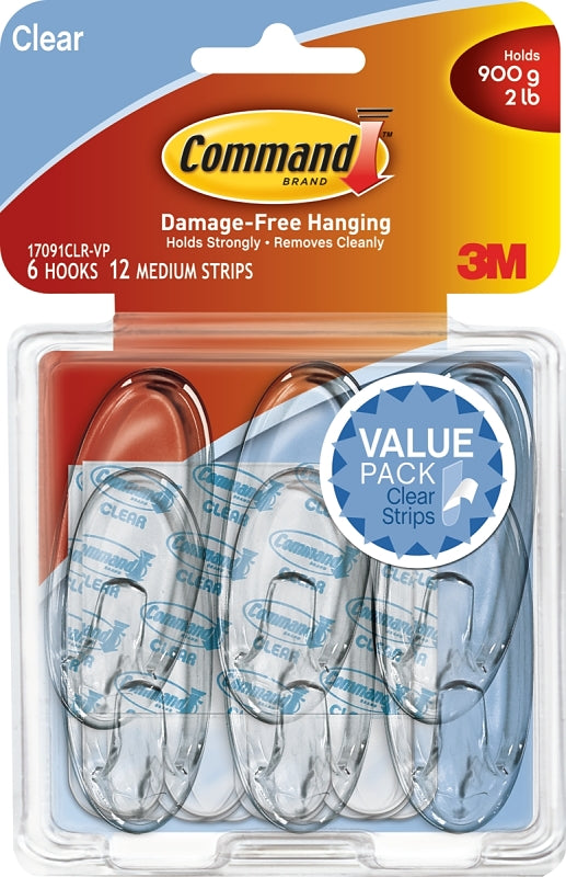 Command 17091CLR-VP Clear Strips, 2-Pack Medium, 12 Hook, Count