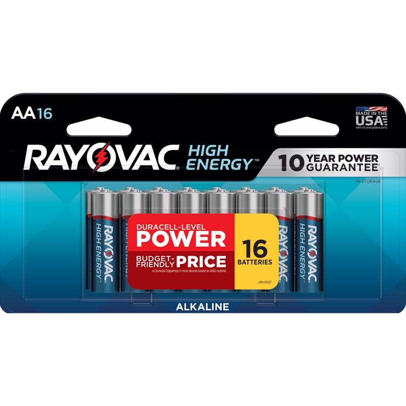 Rayovac High Energy AA Batteries (16 Pack), Double A Alkaline Batteries