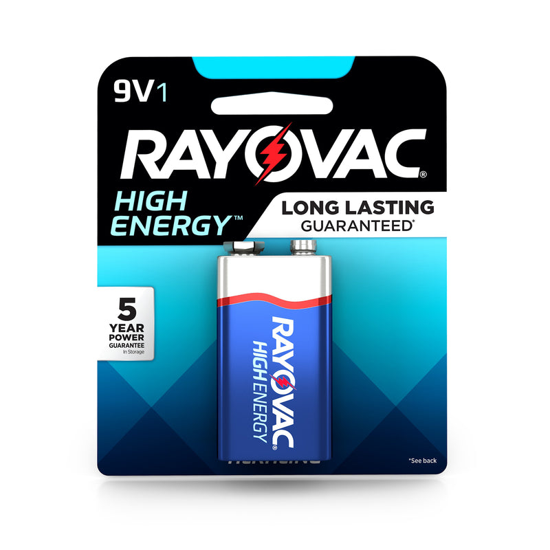 Rayovac High Energy 9V Batteries (1 Pack) Alkaline 9 Volt Batteries