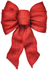 Holiday Trims 6122 7-Loop Wired Bow, Burlap, Red, 1 pack