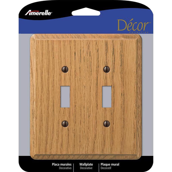 Amerelle Amertac 901TTL 2 Toggle Light Oak Solid Wood Wallplate