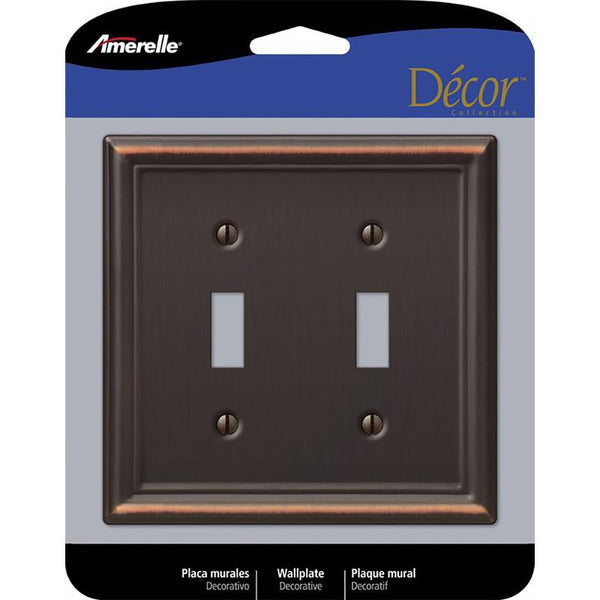 Amerelle Chelsea Aged Bronze 2 gang Stamped Steel Toggle Wall Plate 1 pk 149TTDB