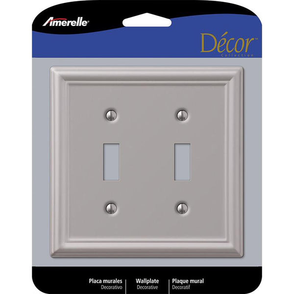 Amerelle Chelsea Brushed Nickel 2 gang Stamped Steel Toggle Wall Plate 1 pk 149TTBN