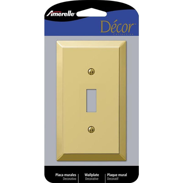 American Tack 163TBR Single Toggle Wallplate with Bright Brass Finish
