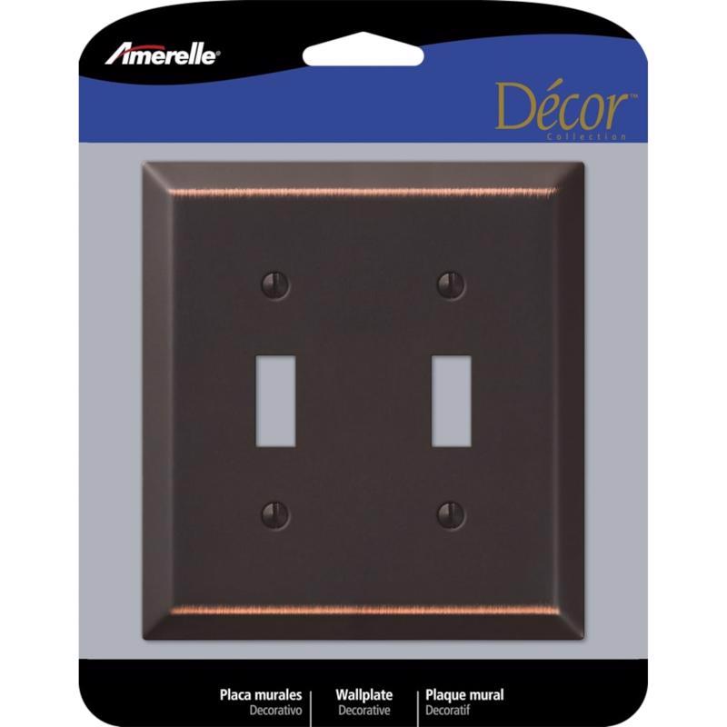 AMERELLE 163TTDB BRZ 2 TGL WALLPLATE, 2 Toggle, Aged Bronze