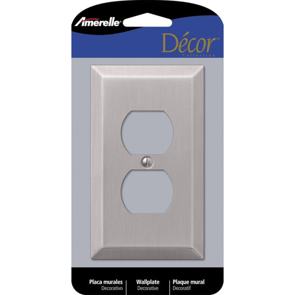 Amerelle 163DBN Century Wallplate, 1 Duplex Outlet, Steel, Brushed Nickel, 1-Pack