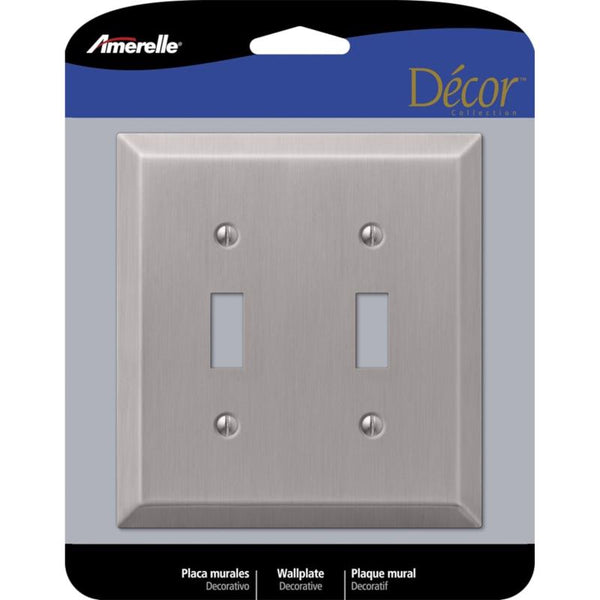 Amerelle 163ttbn Century Steel Wallplate, 2 Toggle, Brushed Nickel