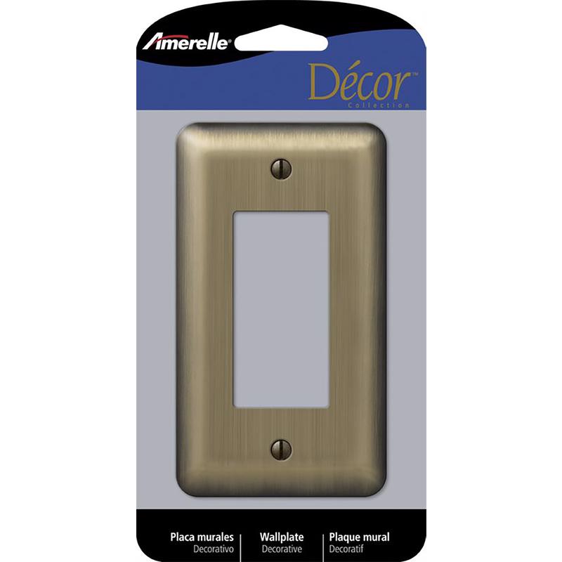 Amerelle Devon Single Rocker-GFCI Steel Wallplate in Brushed Brass