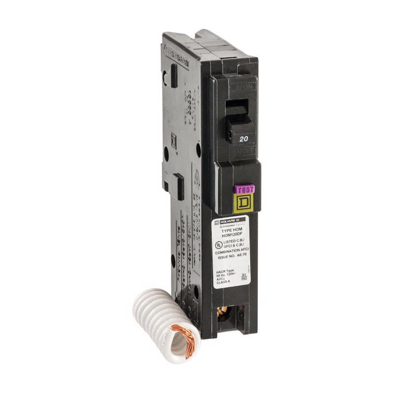 Square D Hom120dfc 20a 1p 120v Dual Function Miniature Circuit Breaker Plug-In Mount
