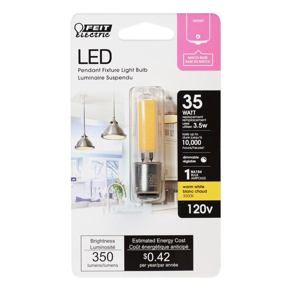 Feit Electric LED T4 BA15D Base(Pack of 4) BP35DC/830/LED