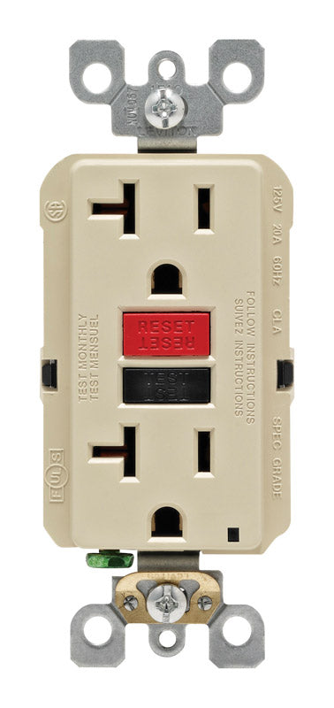 Leviton R99-GFNT2-0RI 20 Amp Ivory GFCI Receptacle