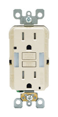 Leviton GFNL1-T Self-Test SmartlockPro Slim GFCI Tamper-Resistant Receptacle with Guidelight and LED Indicator, 15 Amp, Light Almond GFNL1-00T