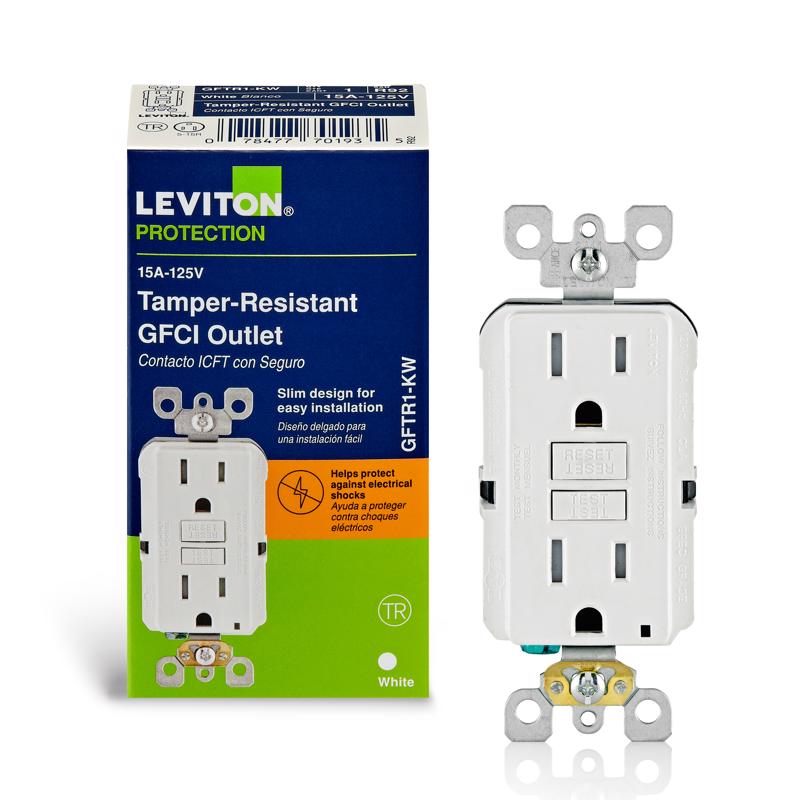 Leviton R02-GFTR1-0KW 15 Amp White GFCI Receptacle