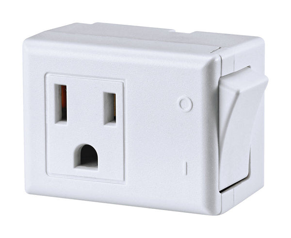 Leviton 1470-W 15 Amp, 125-Volt AC 3-Wire Grounded Switch Tap with ON/OFF Button, White C22-01470-00W