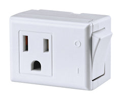 Leviton 1470-W 15 Amp, 125-Volt AC 3-Wire Grounded Switch Tap with ON/OFF Button, White C22-01470-00W