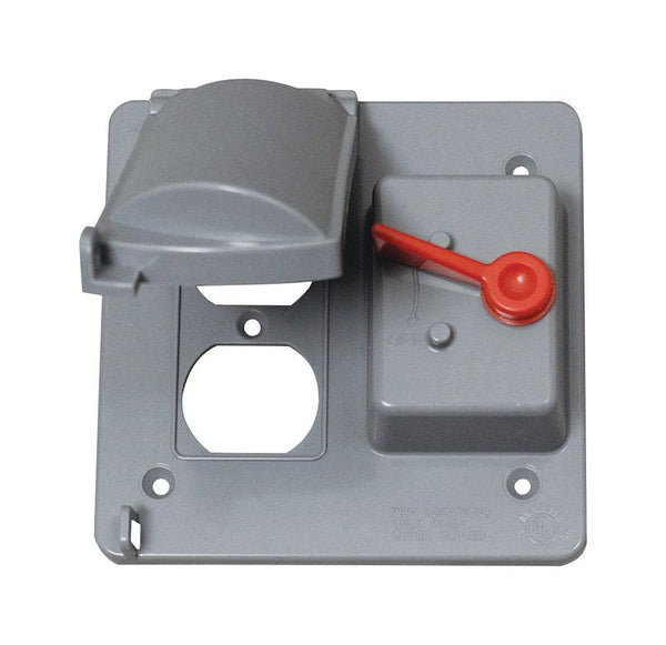 Sigma Electric Square Plastic 2 Gang Combo Box Cover for 1 Toggle Switch, Wet Locations 14325