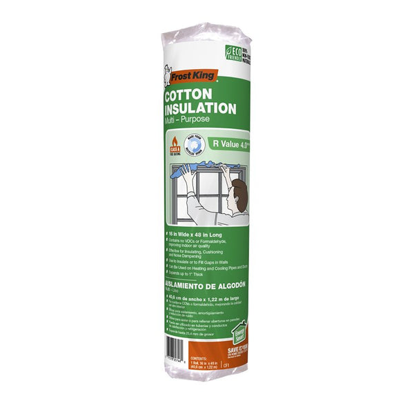 Frost King CF1 "No Itch" Natural Cotton Multi-Purpose Insulation, 16 x 1 x 48-Inch