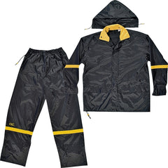 CLC Custom Leathercraft Rain Wear R103L Black Nylon 3-Piece Rain Suit, Large