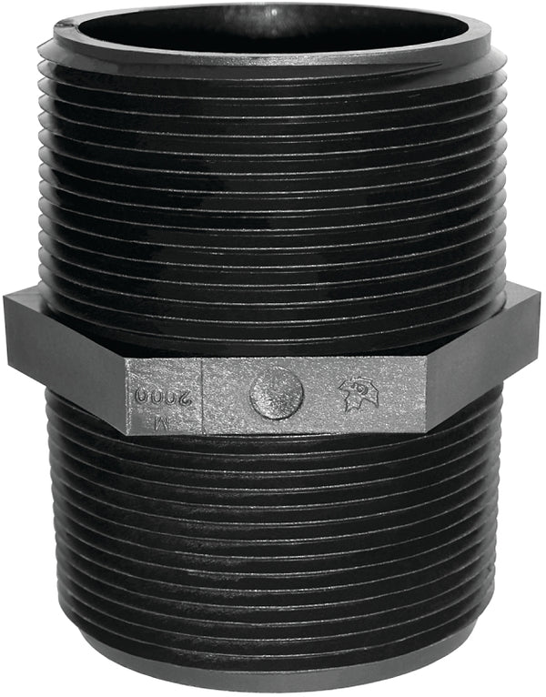 GREEN LEAF M 1400 P M1400P, Polypropylene Black Pipe Nipple, 1/4" MPT