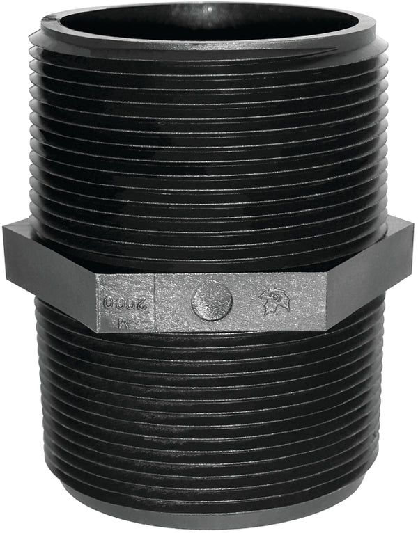 GREEN LEAF M3400P Pipe, 3/4, Polypropylene Black M 3400 P Nipple 3/4IN MPT
