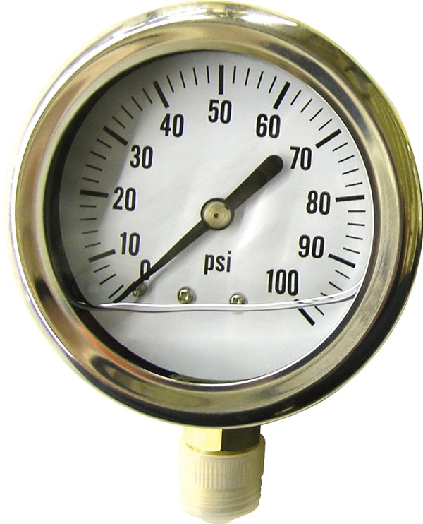 GREEN LEAF LG 100 1 PK Pressure Gauge, Liquid Filled