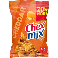 Chex Mix 786305 Cheddar Savory Snack Mix, 4.5 oz, Pretzels, Crackers and Breadsticks