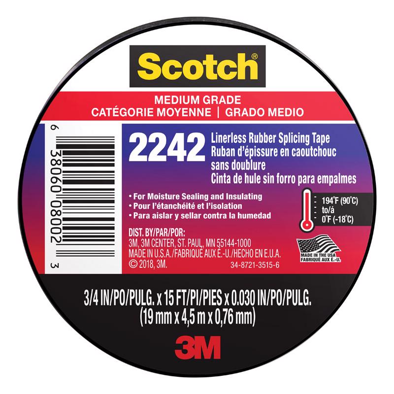 3M Scotch 3/4 in. W x 15 ft. L Black Rubber Electrical Tape 6165-BA-10