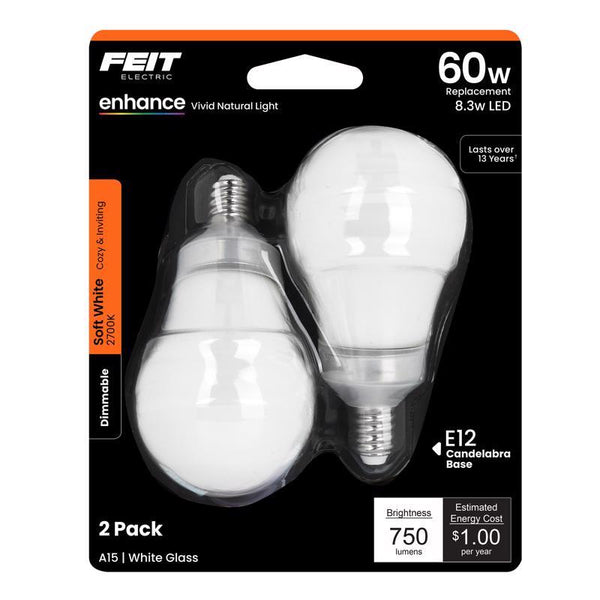 Feit Electric BPA1560C/927CA/2 60W 27K LED LED Bulb White