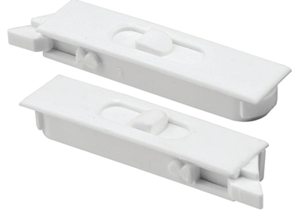 Prime-Line F 2749 Tilt Latch Pair, White Plastic Construction, Spring-Loaded, Snap-In (1 Pair)