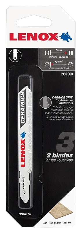 LENOX Tools 1991608 T-Shank Carbide Grit Jig Saw Blade, 3 1/2" x 3/8", 3 Pack